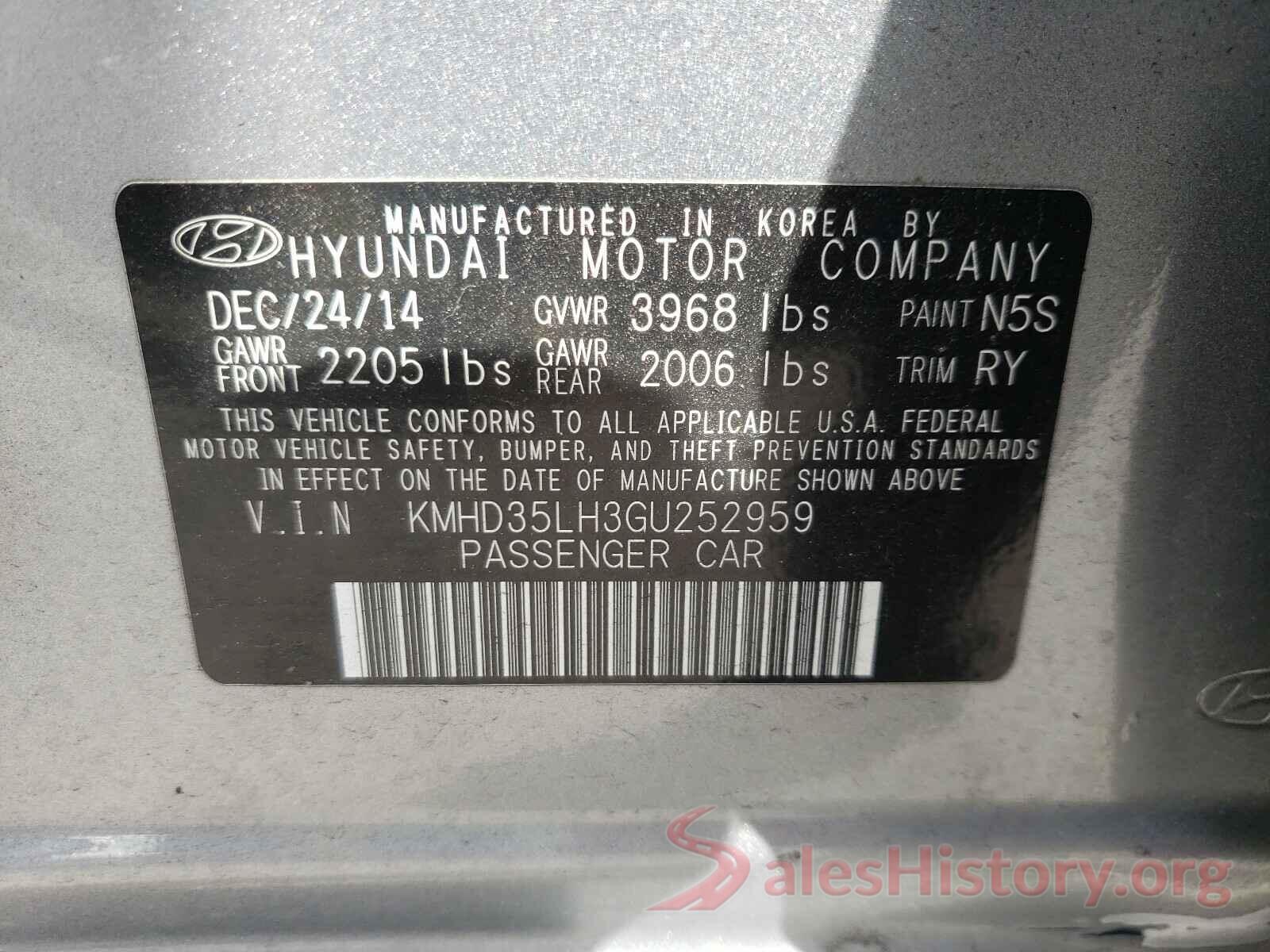 KMHD35LH3GU252959 2016 HYUNDAI ELANTRA