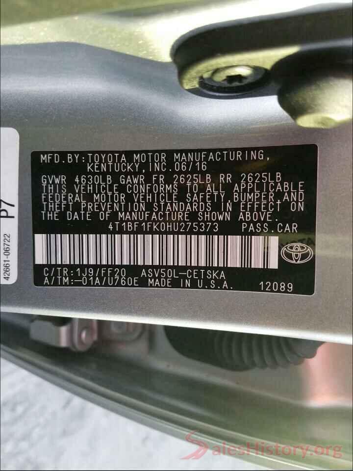 4T1BF1FK0HU275373 2017 TOYOTA CAMRY