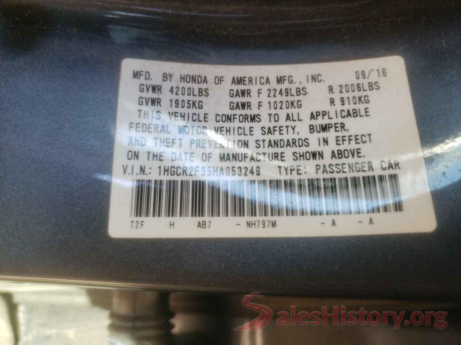 1HGCR2F35HA053249 2017 HONDA ACCORD