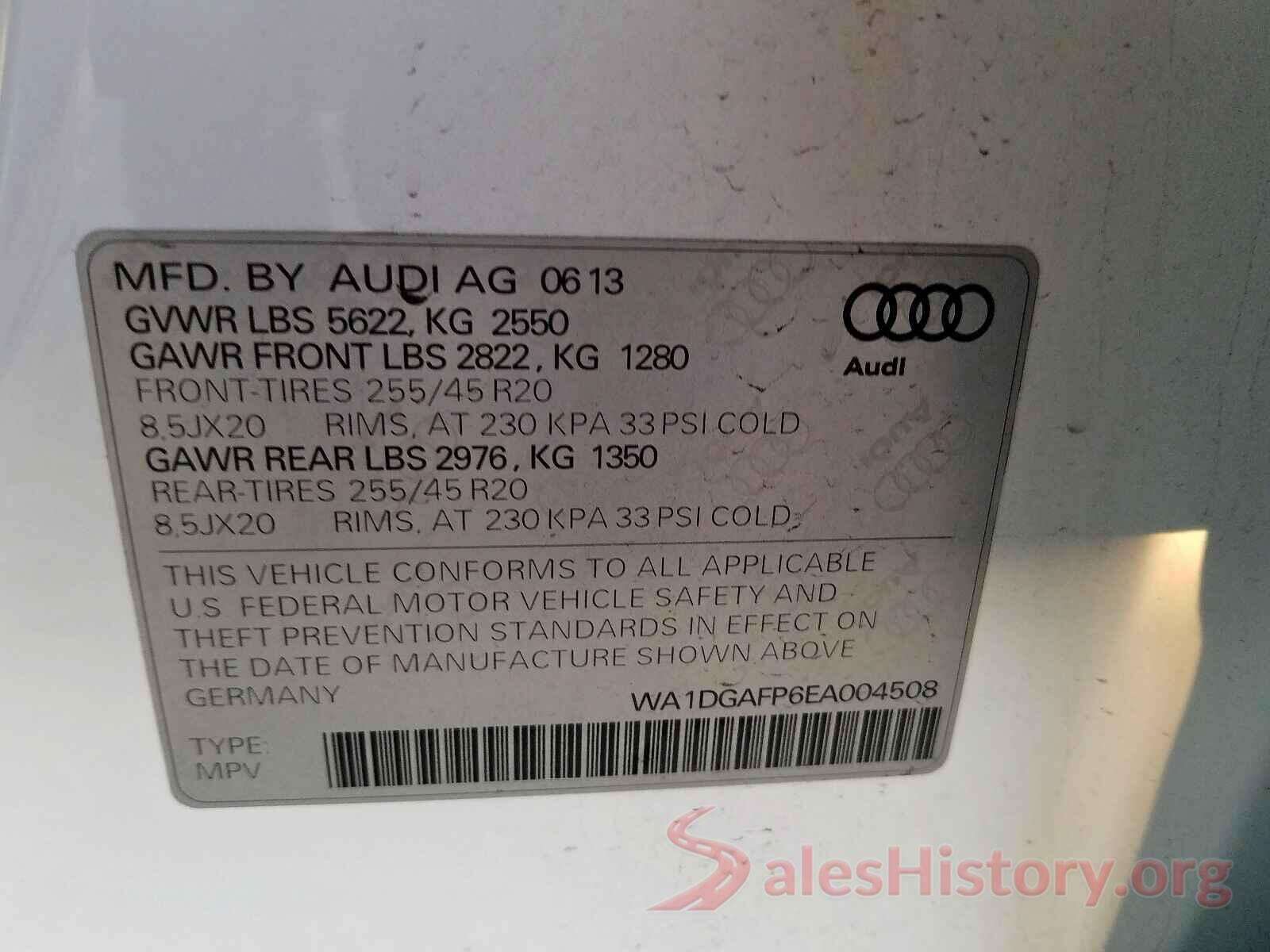 1FA6P8TH4L5115073 2014 AUDI Q5