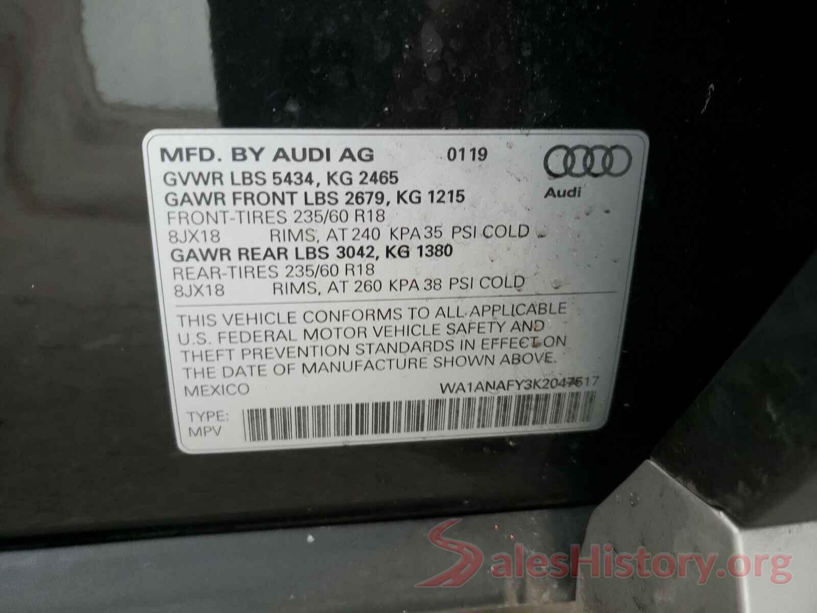 WA1ANAFY3K2047517 2019 AUDI Q5