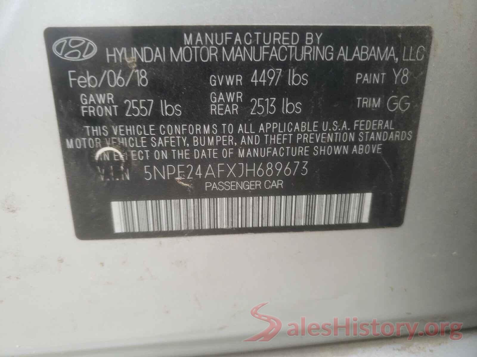 5NPE24AFXJH689673 2018 HYUNDAI SONATA