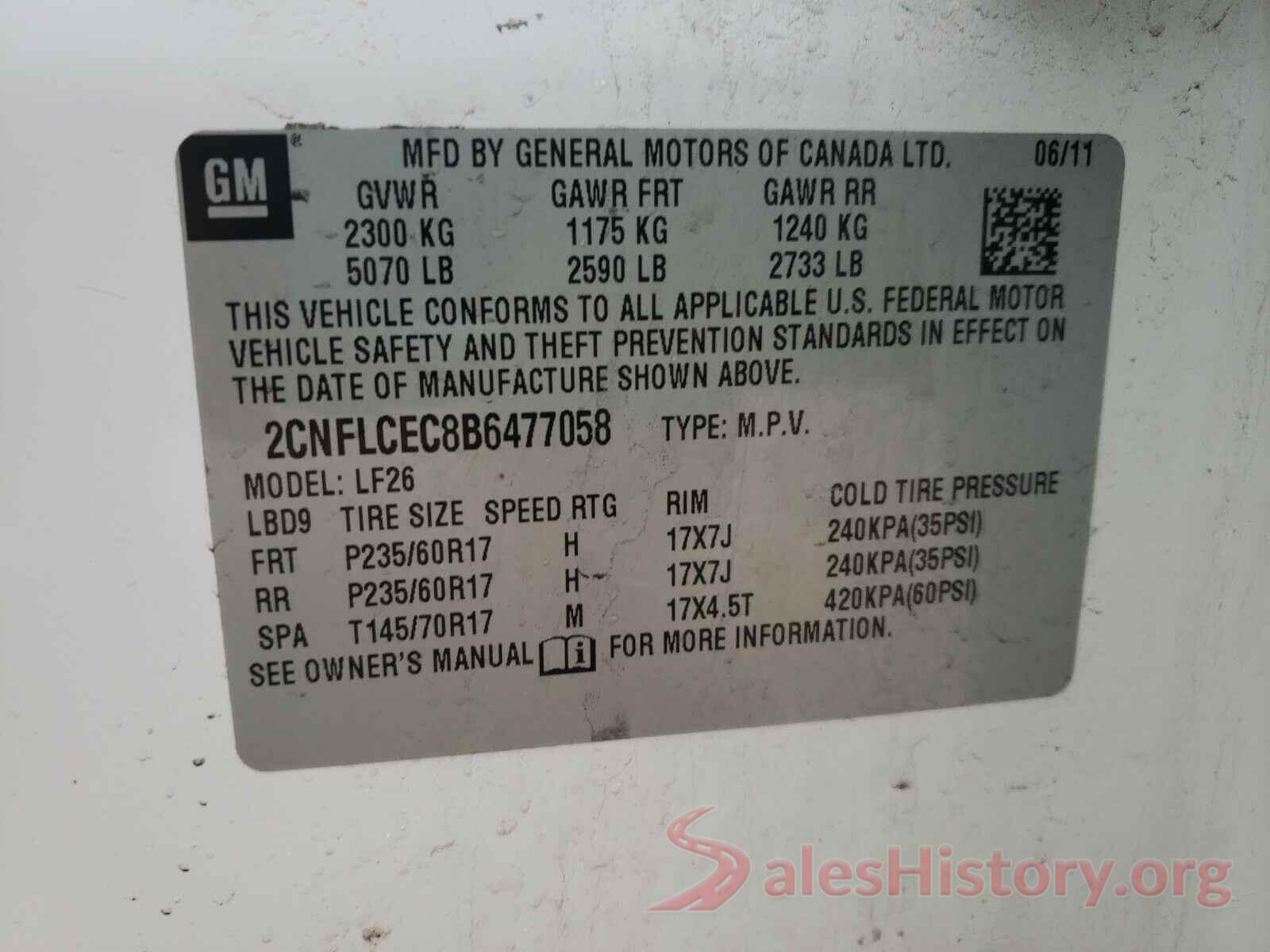 3TMDZ5BN5MM103141 2011 CHEVROLET EQUINOX