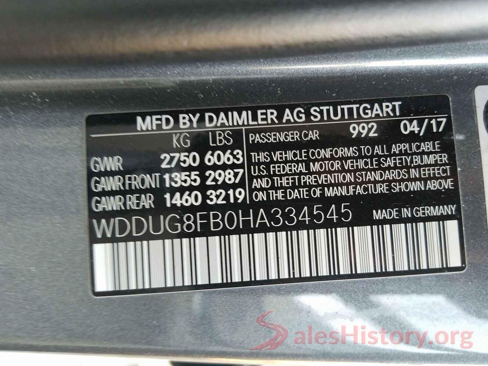 WDDUG8FB0HA334545 2017 MERCEDES-BENZ S CLASS