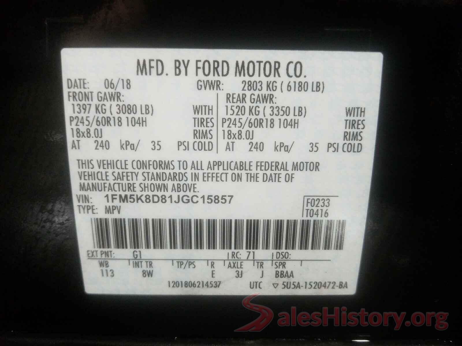 4T1BF1FK8GU548221 2018 FORD EXPLORER