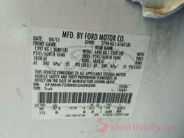 1HGCT2B9XGA007295 2011 FORD EXPLORER