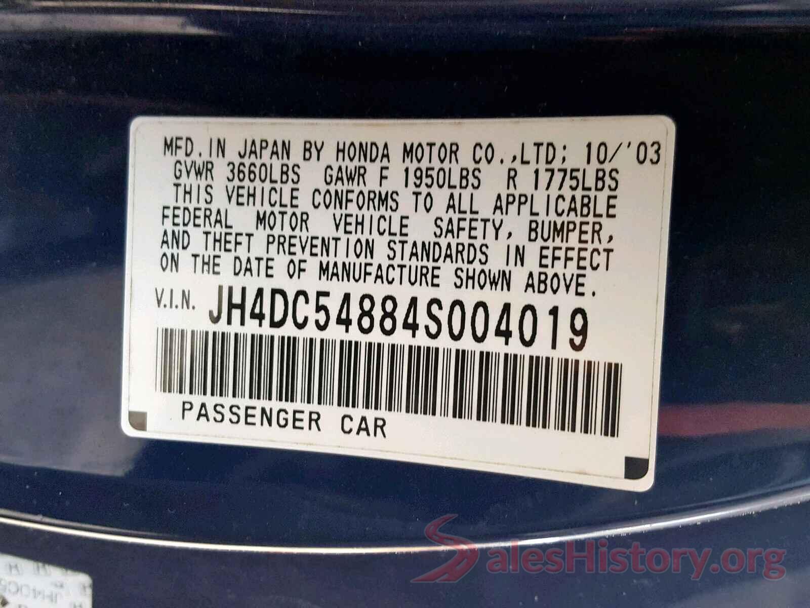 2C3CDZFJ0MH550973 2004 ACURA RSX