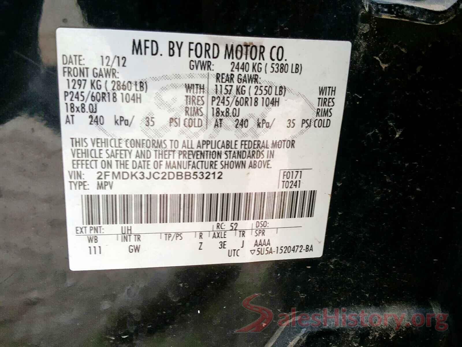 1FT7W2BT0JEB31286 2013 FORD EDGE