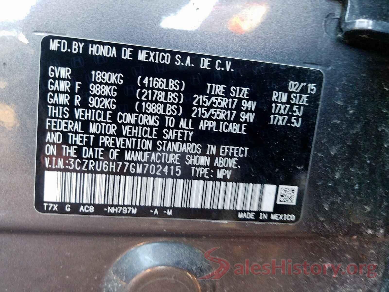 JTDZN3EU3GJ050708 2016 HONDA HR-V