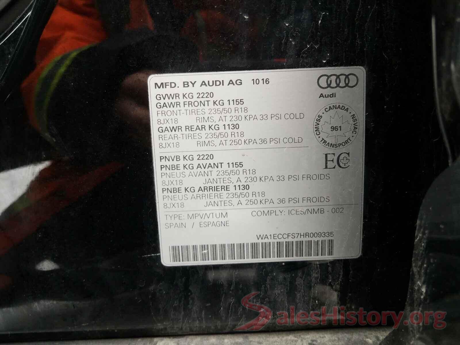 WA1ECCFS7HR009335 2017 AUDI Q3