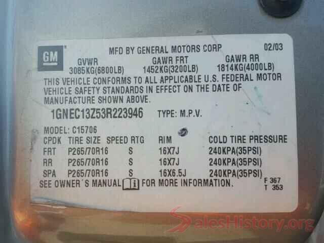 JM1BM1L71G1279507 2003 CHEVROLET TAHOE