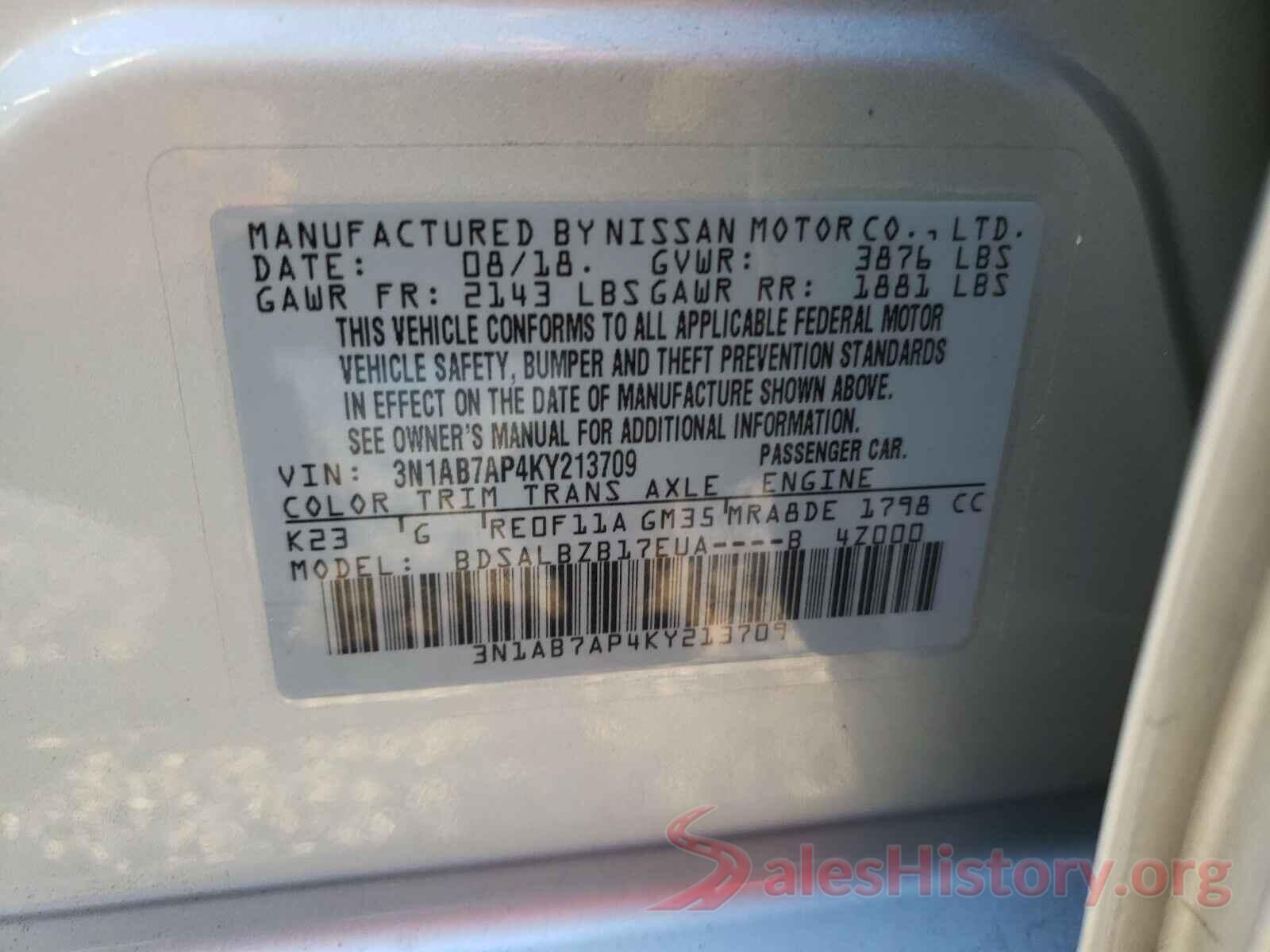 WP0AA2A87GK171666 2019 NISSAN SENTRA