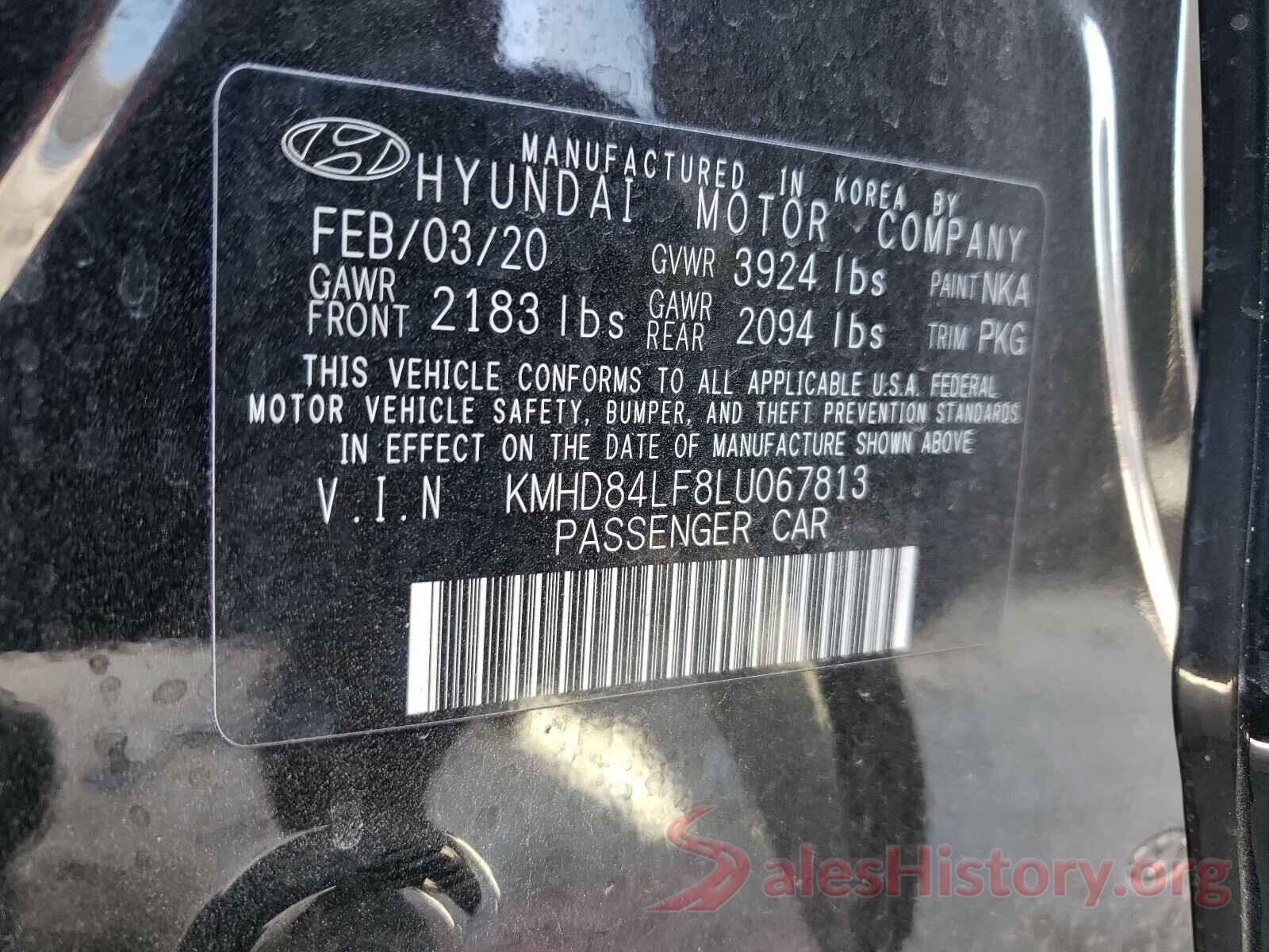 KMHD84LF8LU067813 2020 HYUNDAI ELANTRA