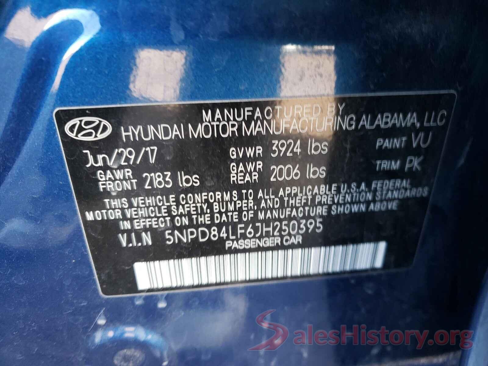 5NPD84LF6JH250395 2018 HYUNDAI ELANTRA