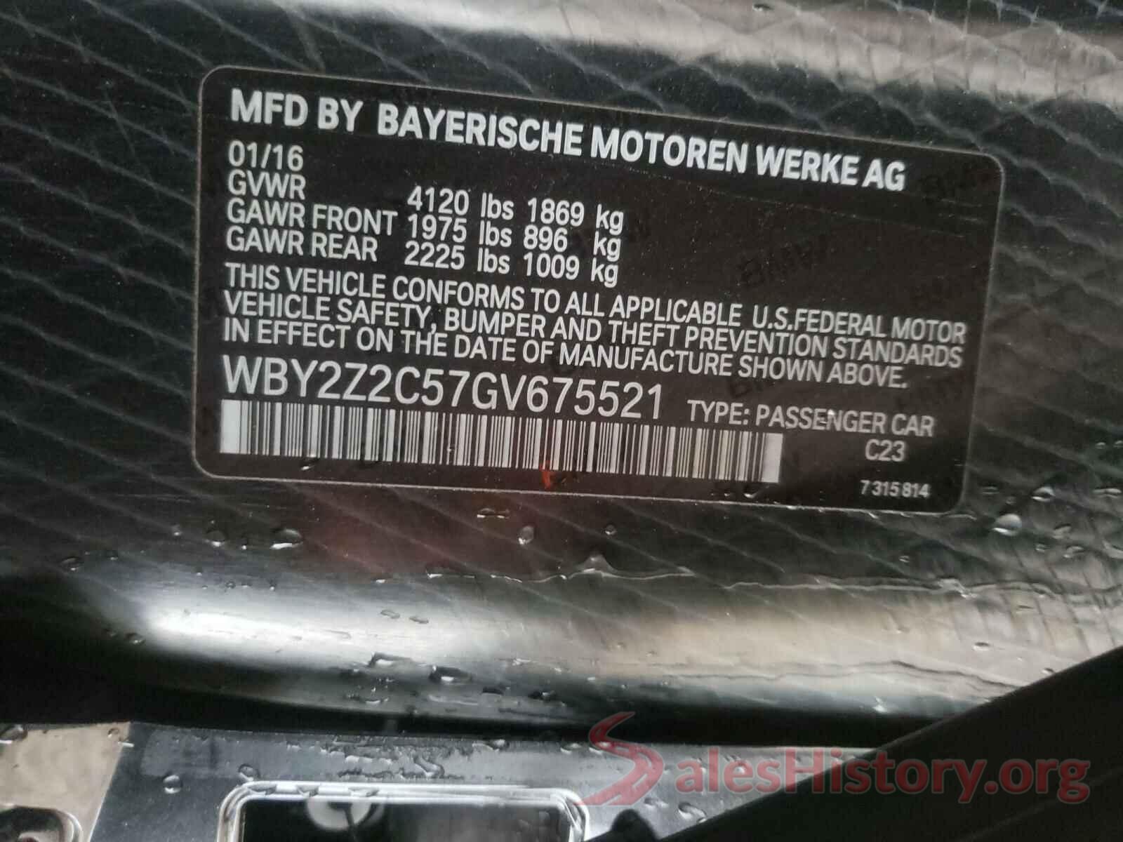 WBY2Z2C57GV675521 2016 BMW I SERIES