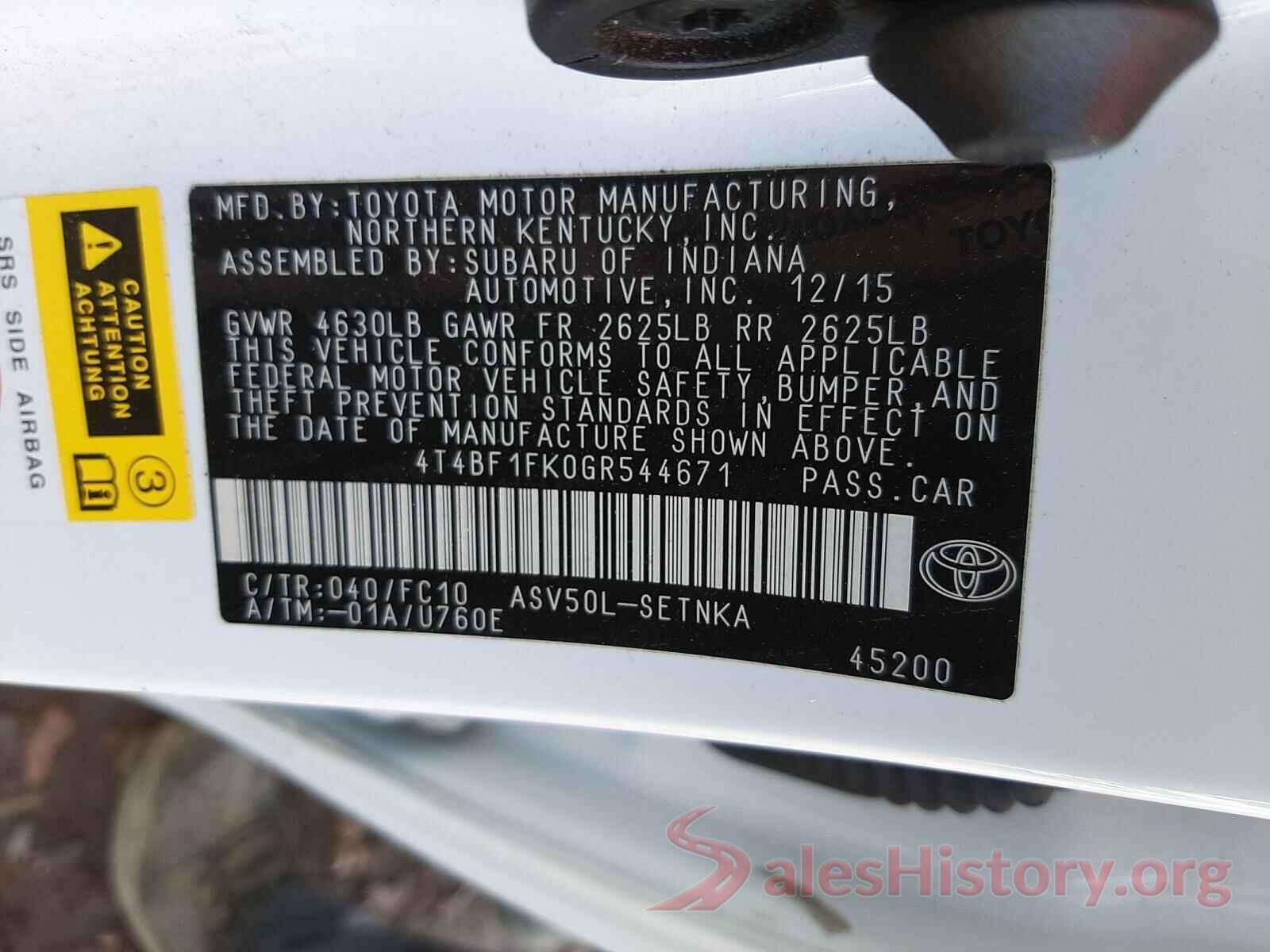 4T4BF1FK0GR544671 2016 TOYOTA CAMRY