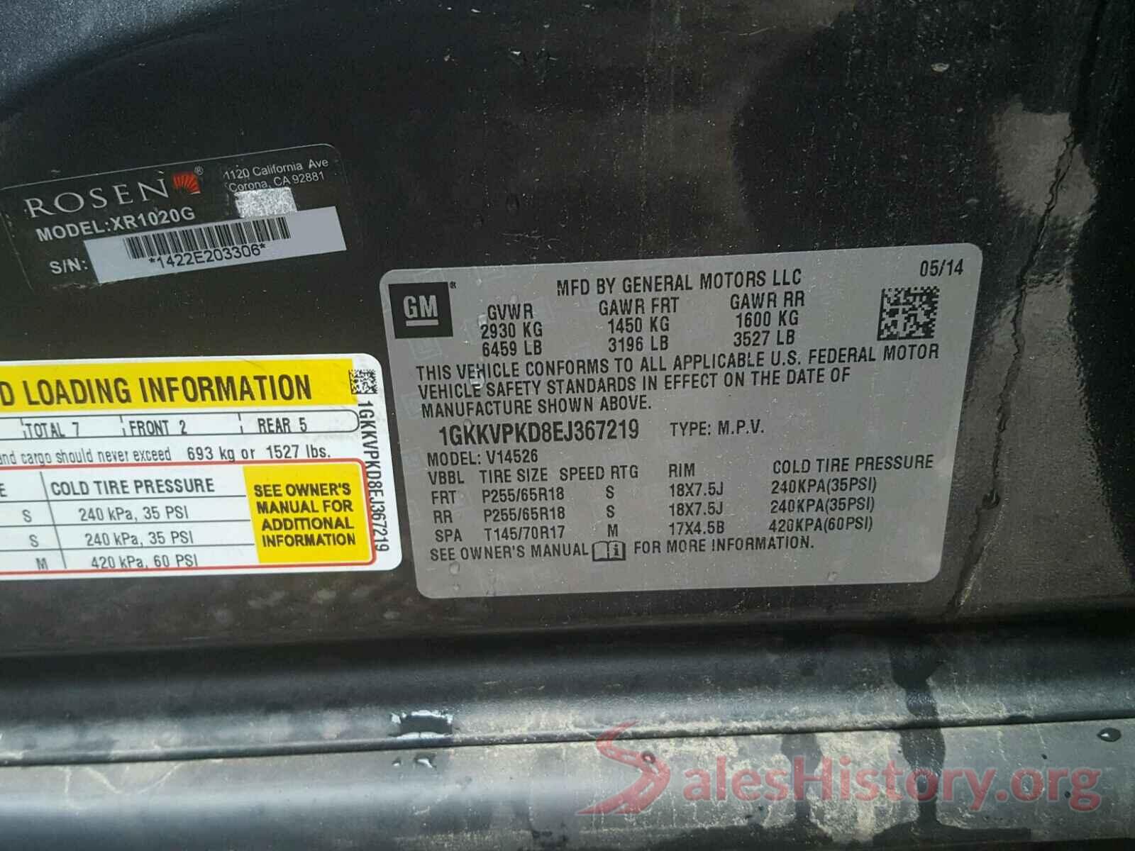 19XFC1F37GE035807 2014 GMC ACADIA