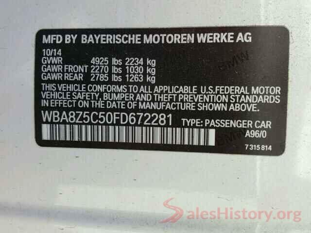 3VWC57BU8KM022526 2015 BMW 3 SERIES