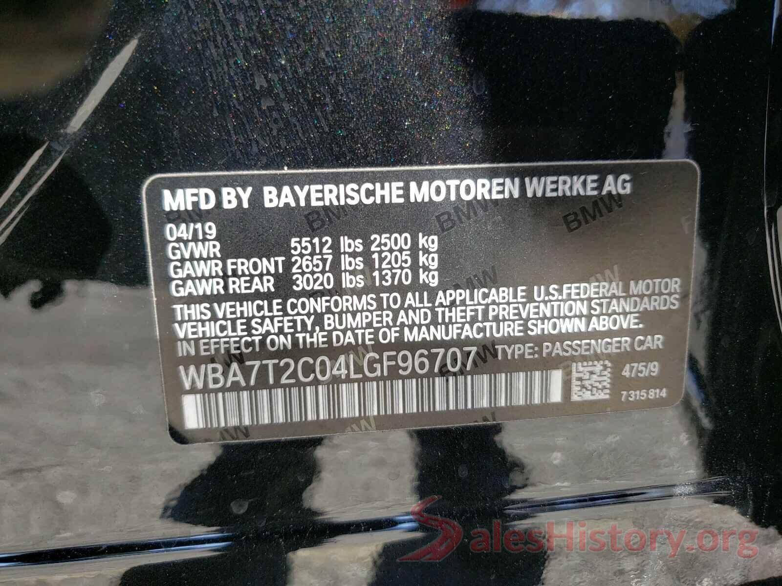 WBA7T2C04LGF96707 2020 BMW 7 SERIES