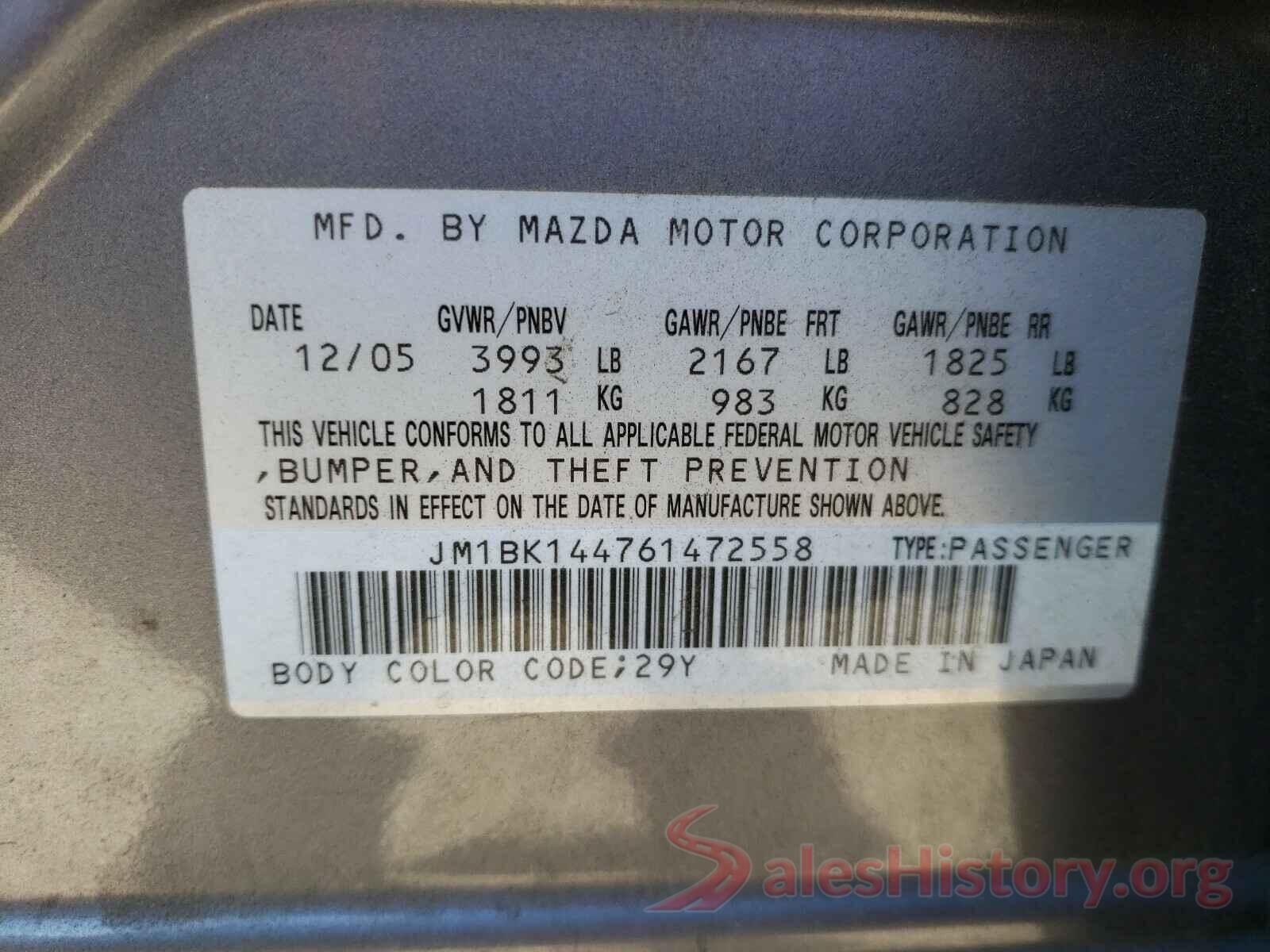 JM3KFBCL2H0189682 2006 MAZDA 3