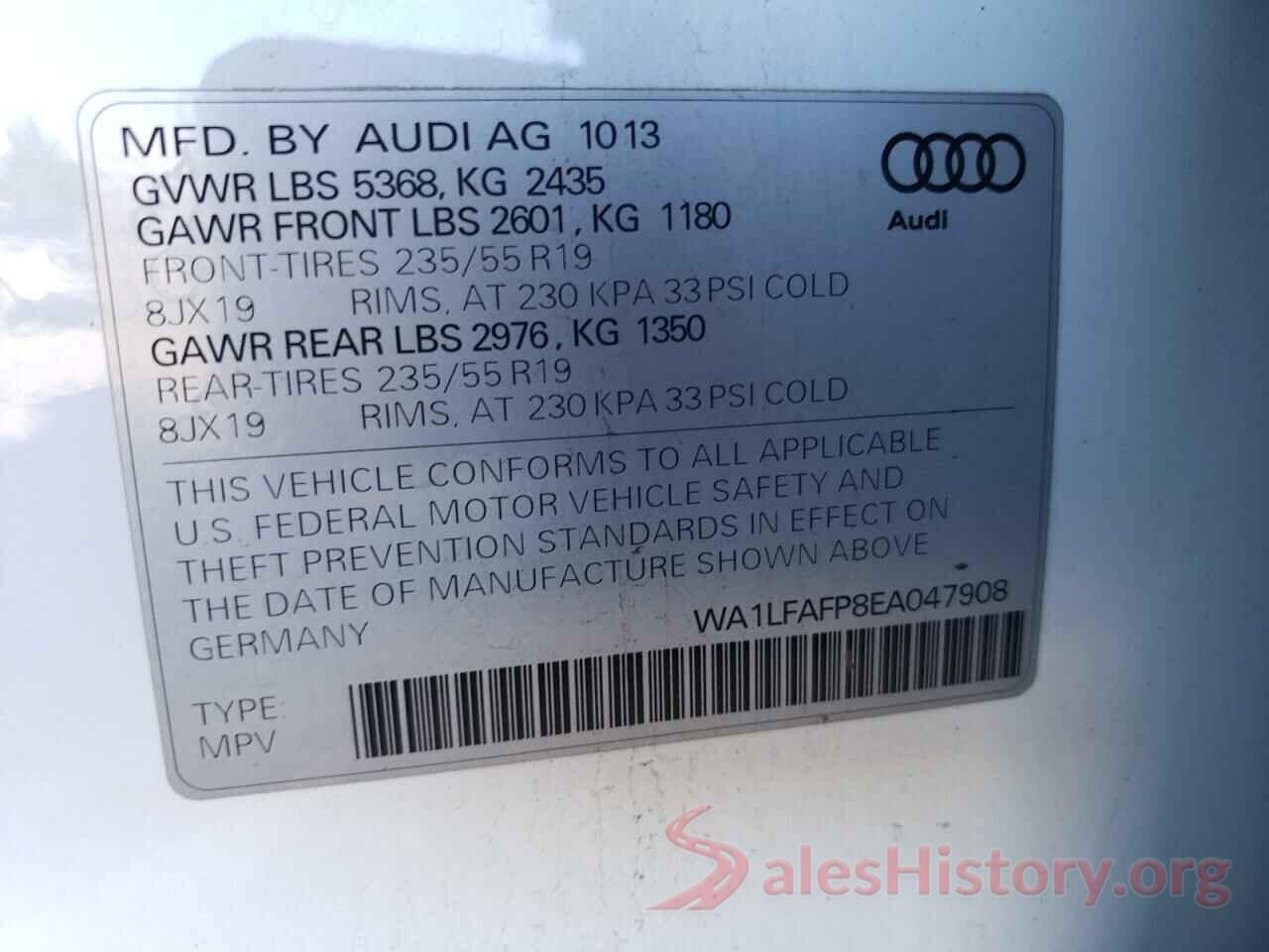 WA1LFAFP8EA047908 2014 AUDI Q5