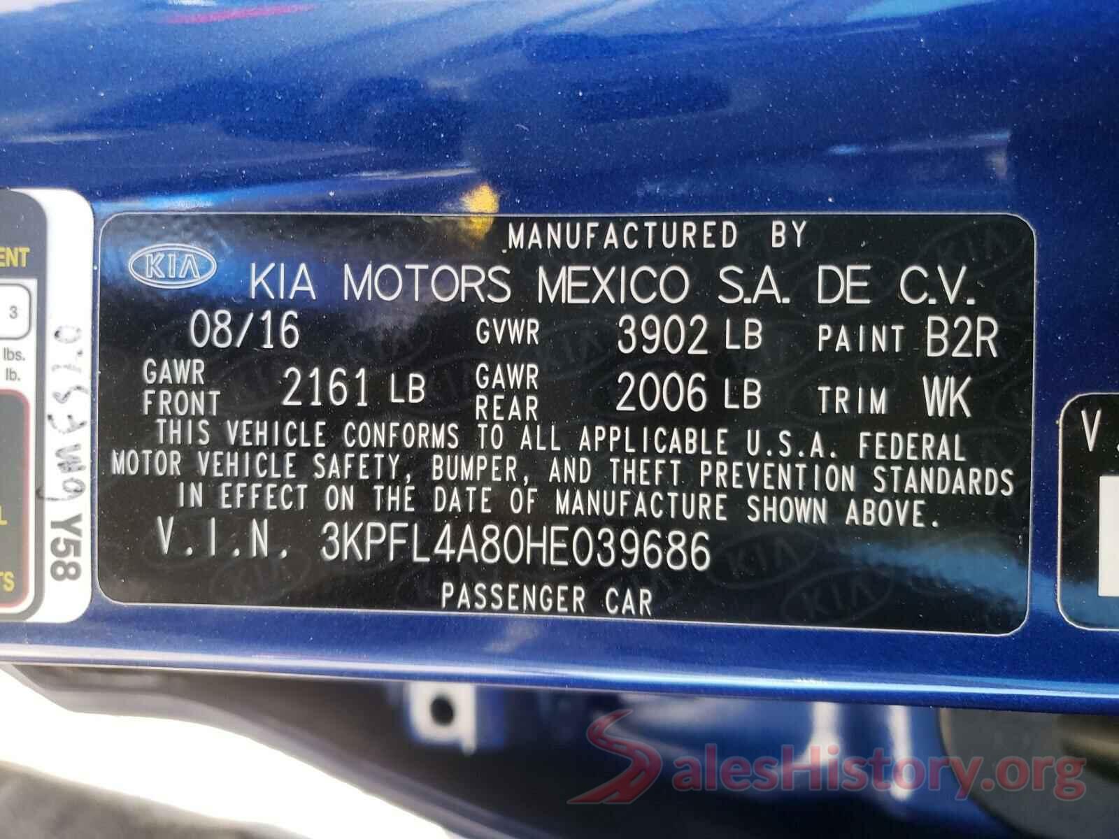 3KPFL4A80HE039686 2017 KIA FORTE