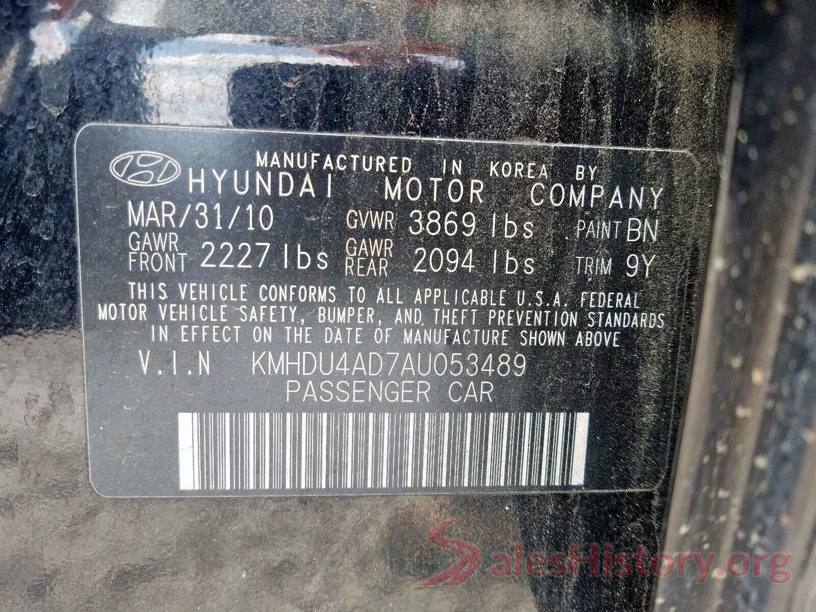 JM1GL1VM7L1517799 2010 HYUNDAI ELANTRA