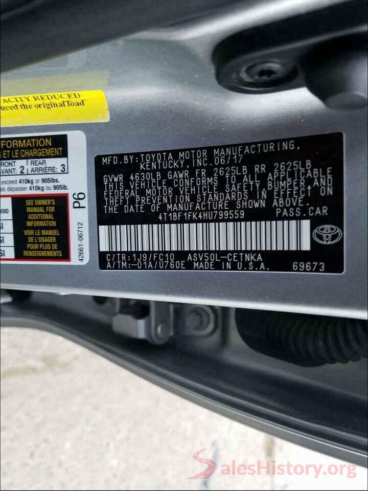 4T1BF1FK4HU799559 2017 TOYOTA CAMRY