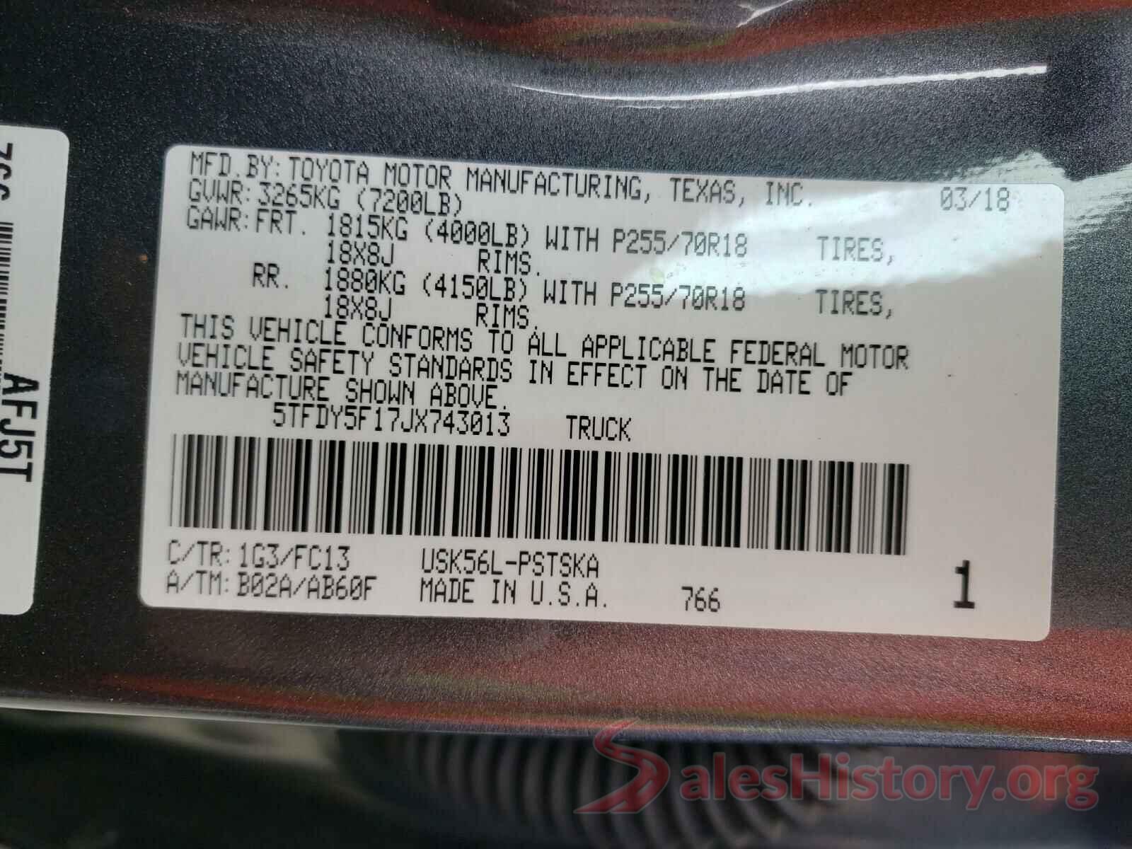 5TFDY5F17JX743013 2018 TOYOTA TUNDRA