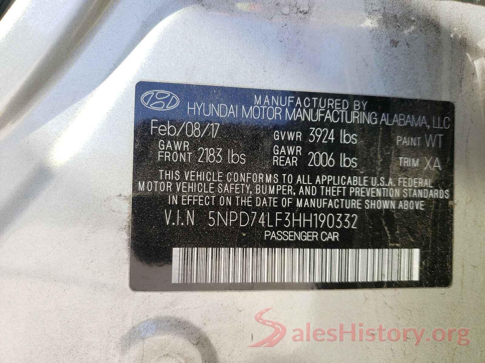 JTEBU5JR3K5621127 2017 HYUNDAI ELANTRA