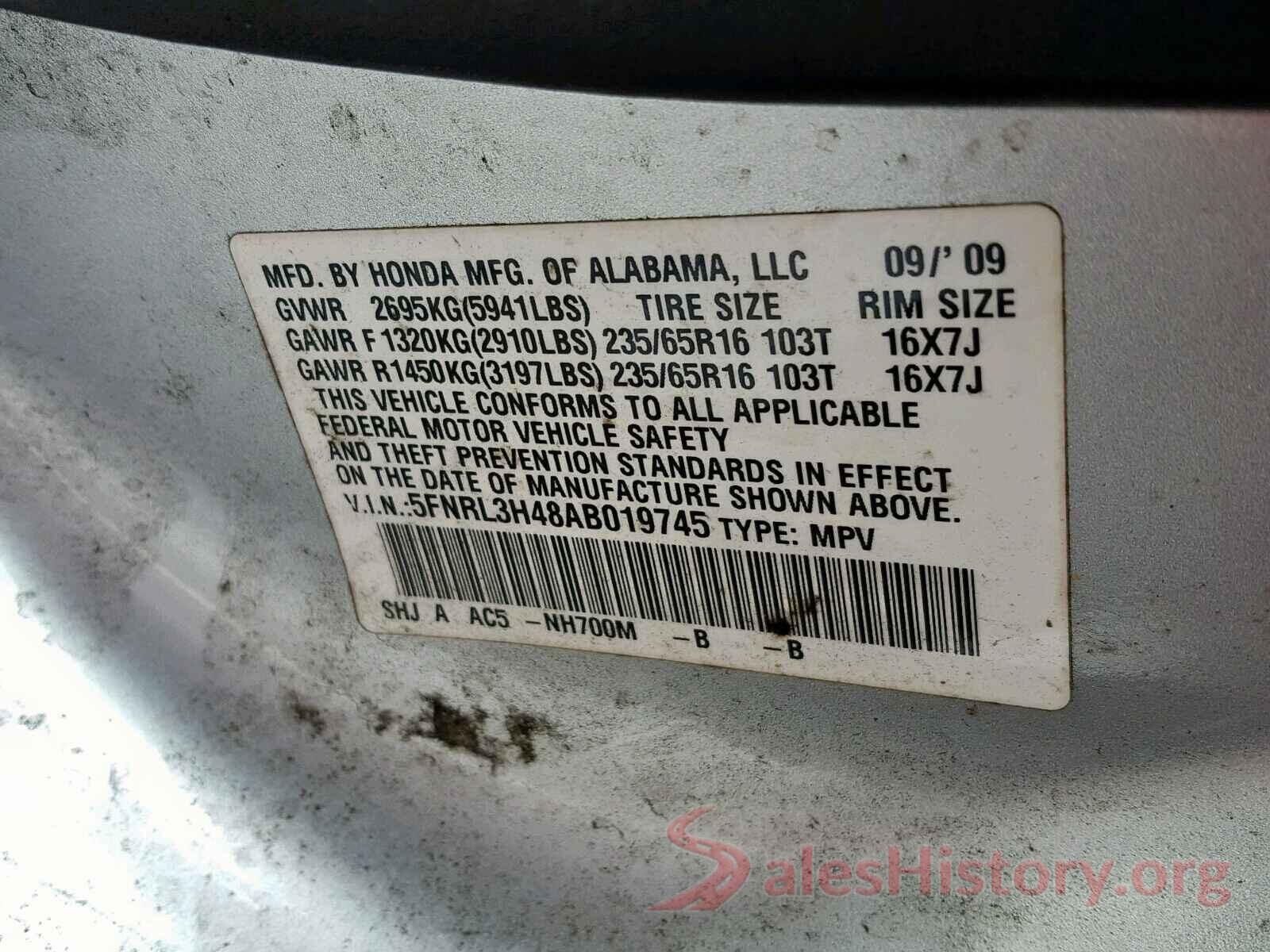 1N4AL3AP9GC234077 2010 HONDA ODYSSEY EX