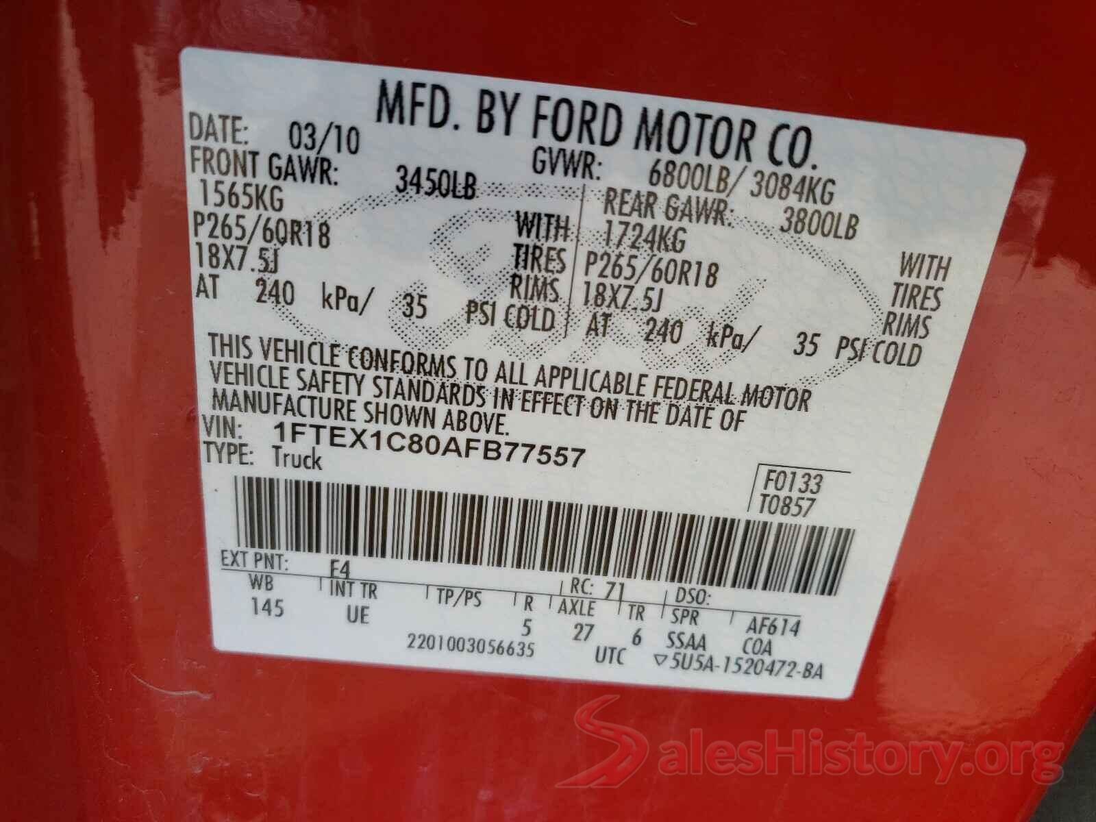 3FADP4CJ4GM137559 2010 FORD F150