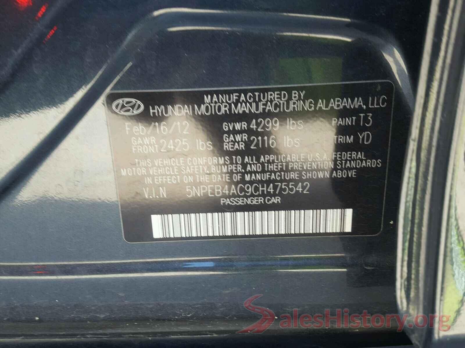 JTHCZ1BL0HA006546 2012 HYUNDAI SONATA