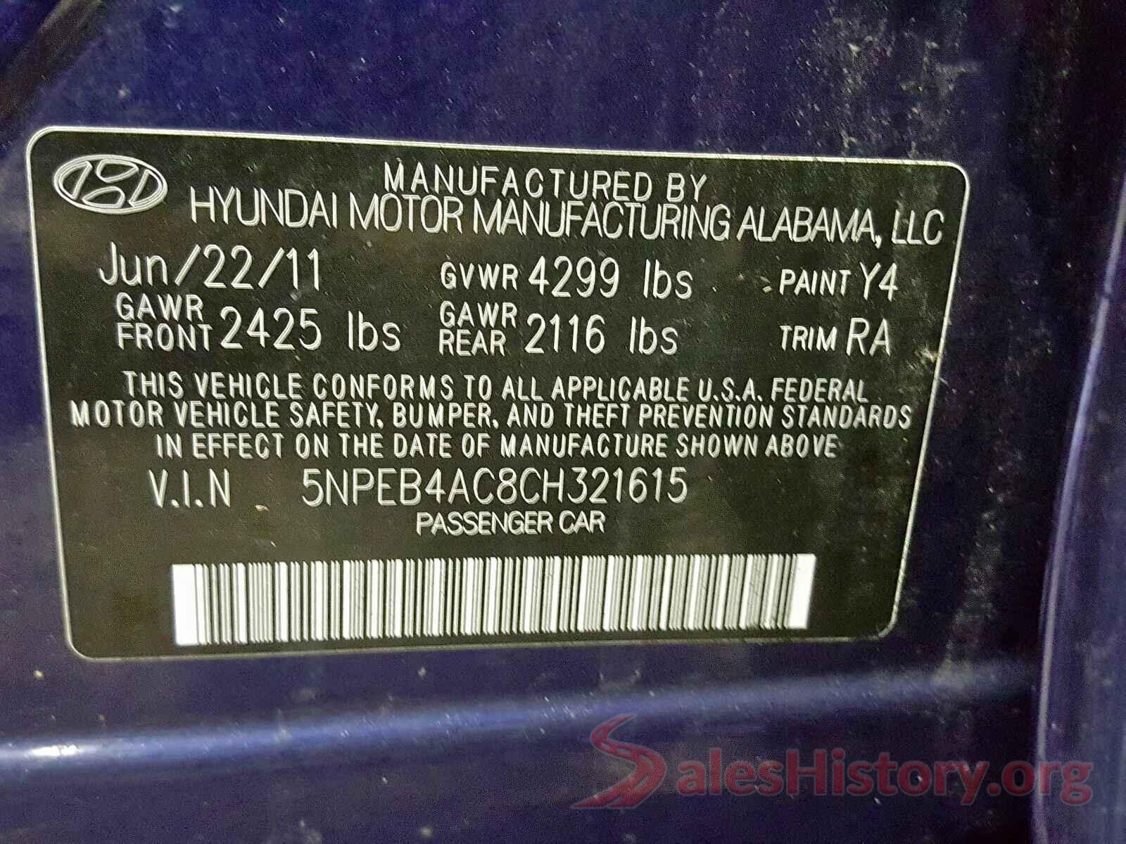 5YFBURHE0JP852938 2012 HYUNDAI SONATA