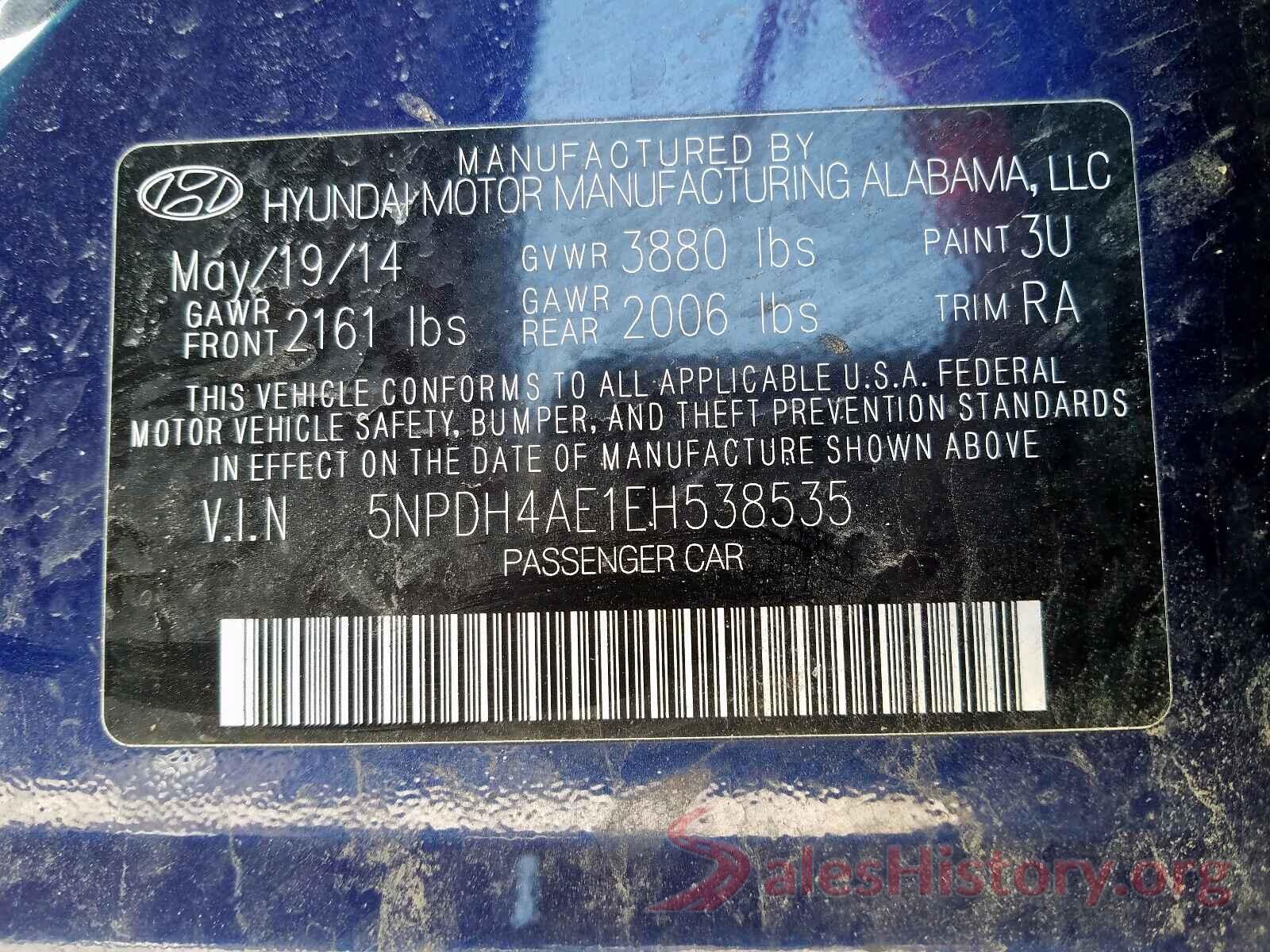 KNADM4A32H6071616 2014 HYUNDAI ELANTRA