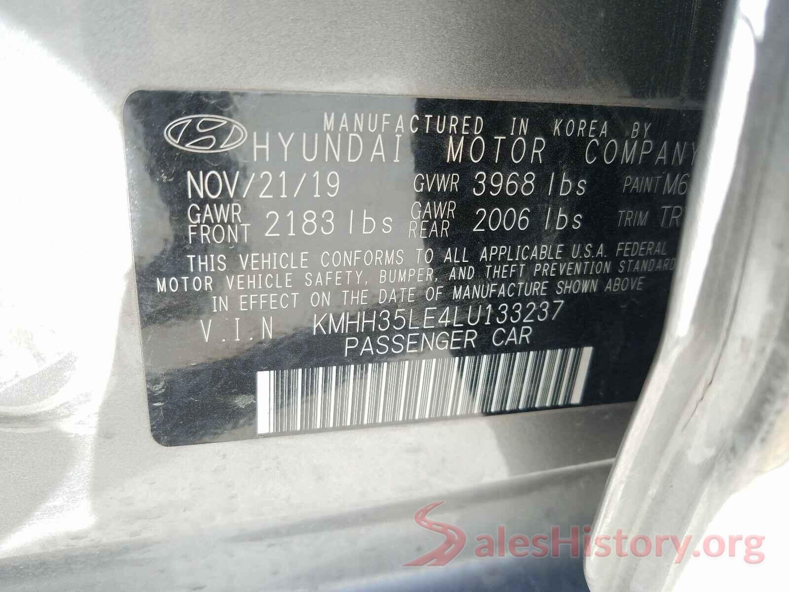 KMHH35LE4LU133237 2020 HYUNDAI ELANTRA