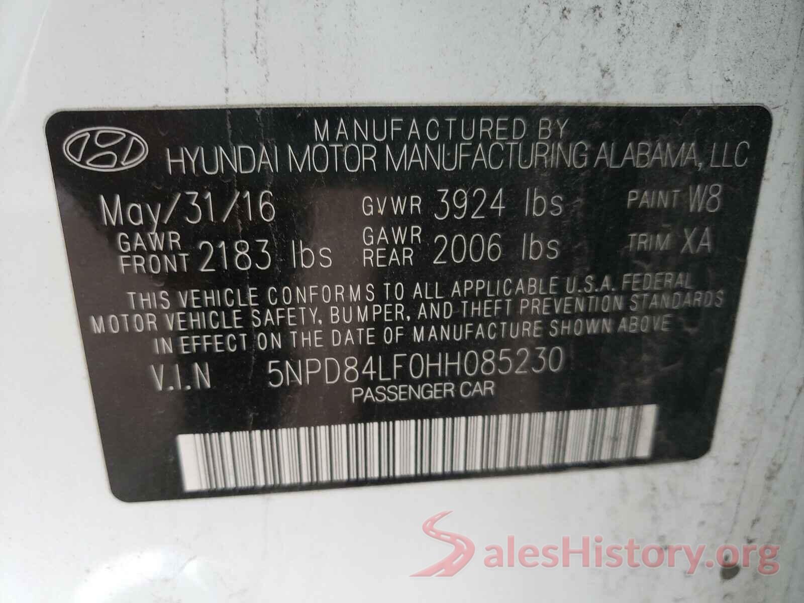 5NPD84LF0HH085230 2017 HYUNDAI ELANTRA