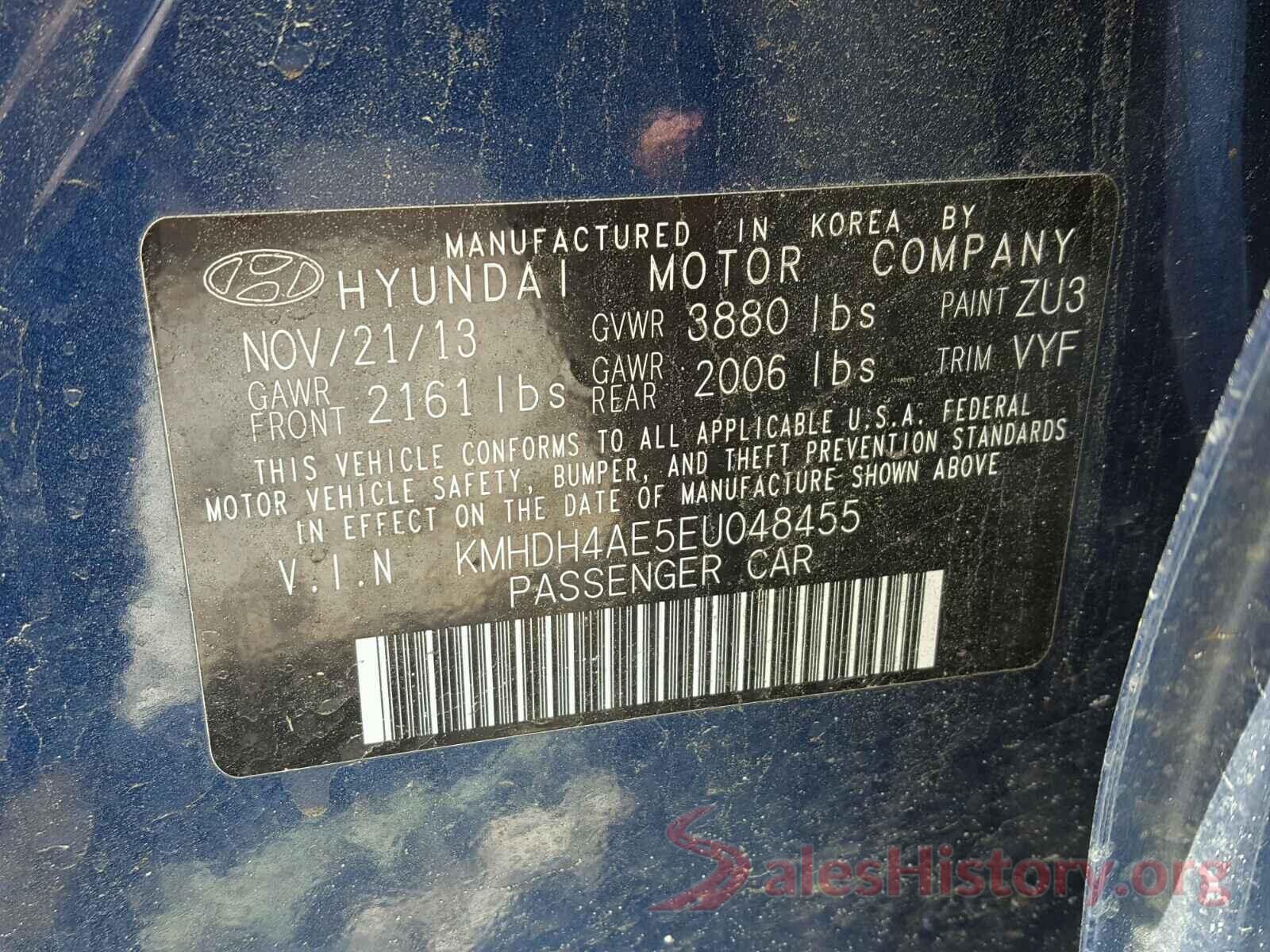 5TFBY5F18MX008617 2014 HYUNDAI ELANTRA