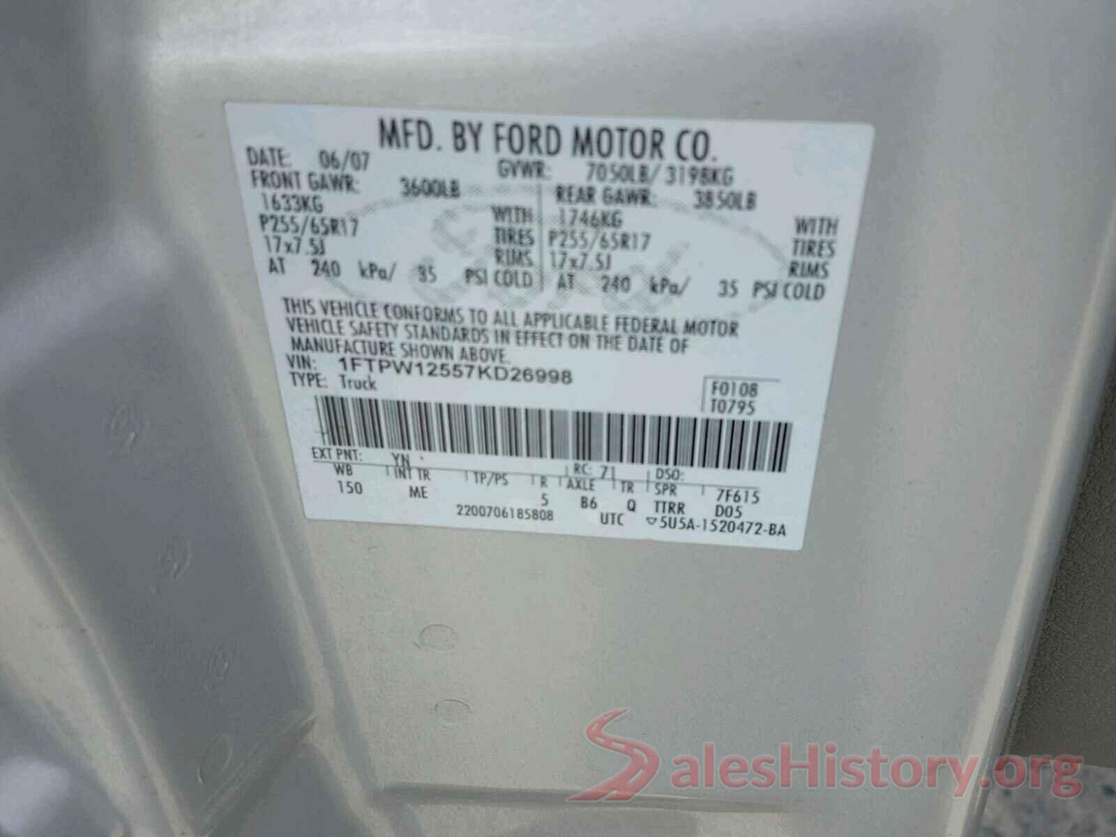 3TMCZ5AN5MM432225 2007 FORD F150