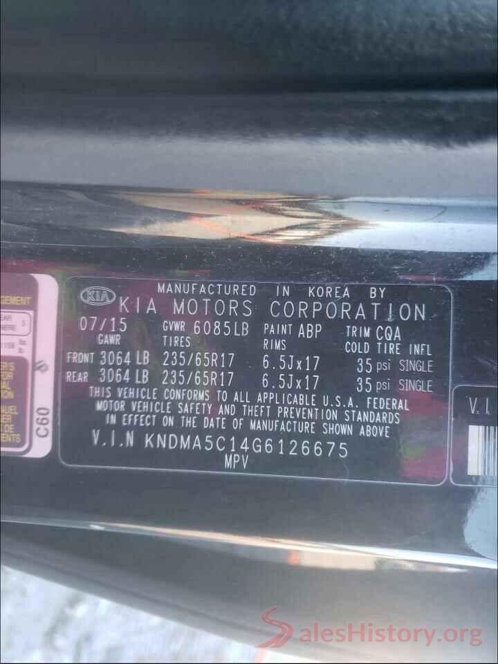 KNDMA5C14G6126675 2016 KIA SEDONA