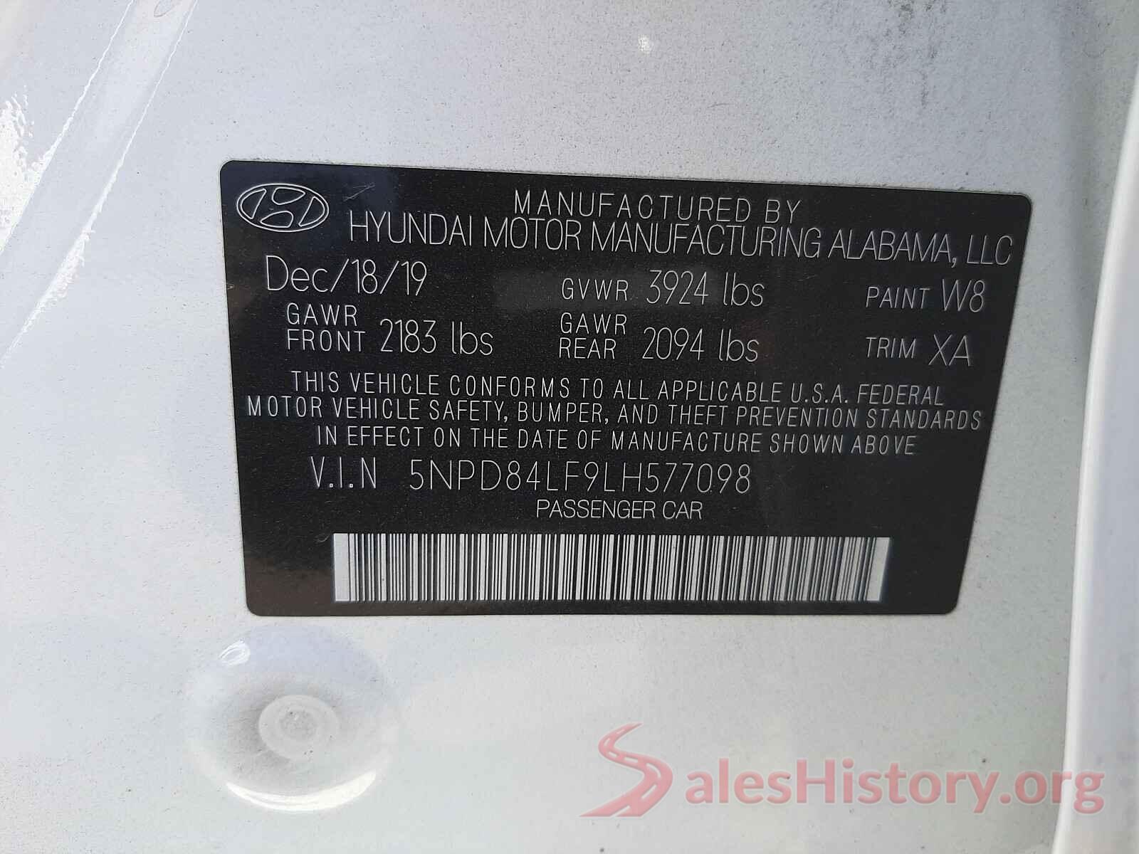 5NPD84LF9LH577098 2020 HYUNDAI ELANTRA