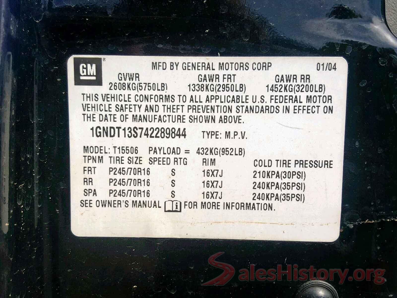 1FTMF1C84HKC89181 2004 CHEVROLET TRAILBLAZE