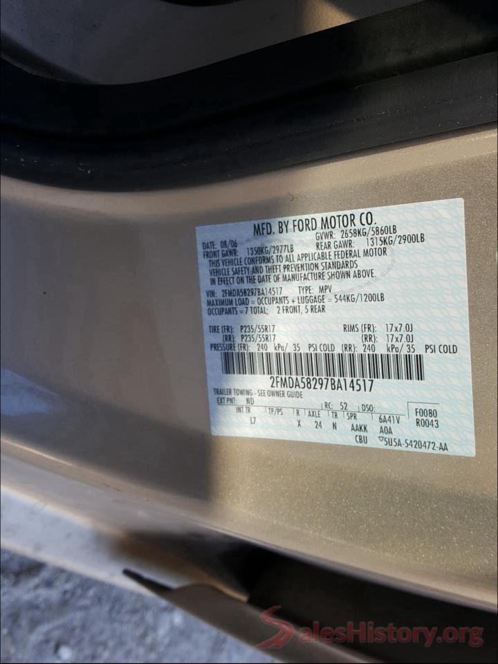 JTEBU5JR2H5466532 2007 FORD FREESTAR