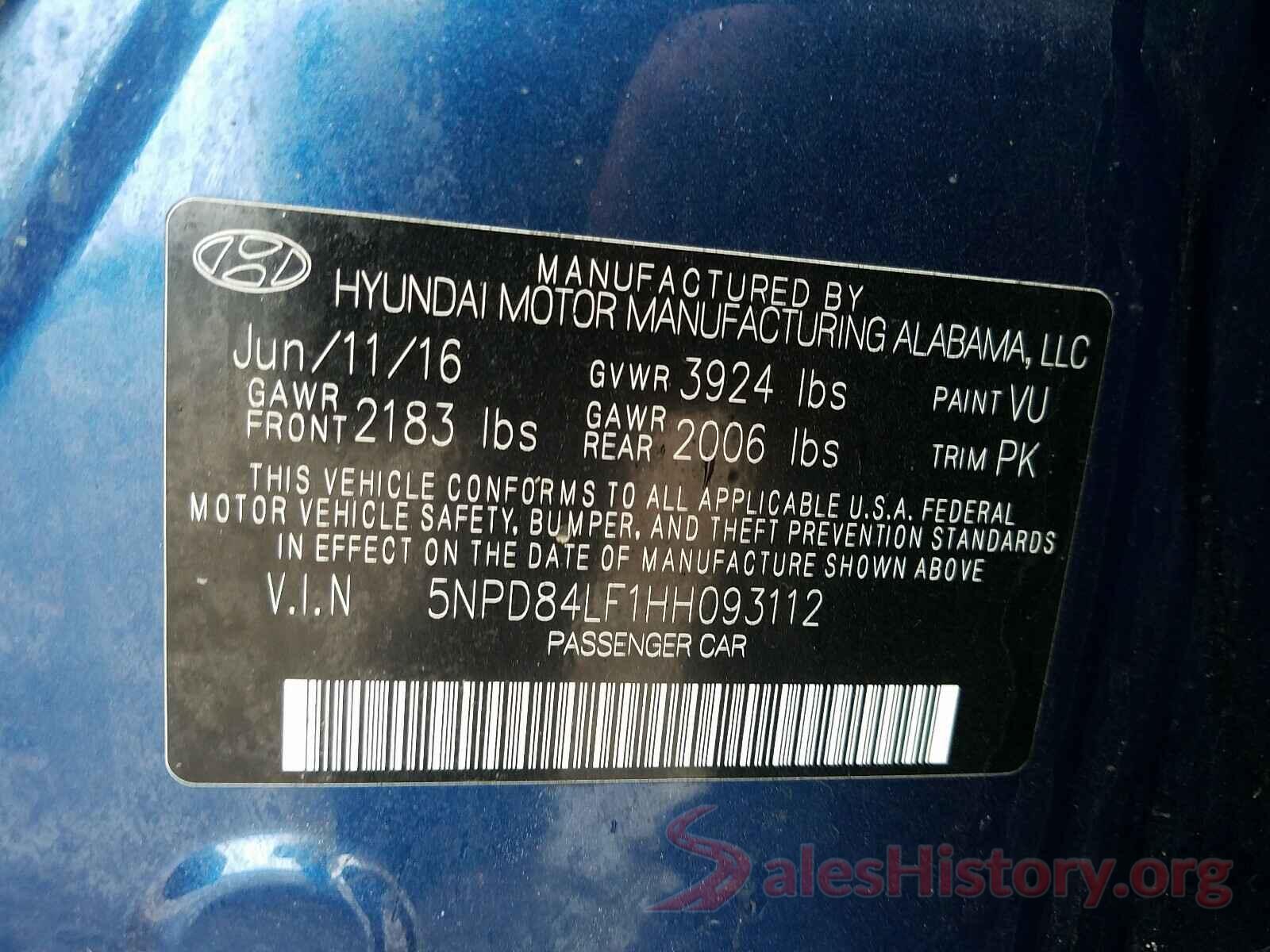 5NPD84LF1HH093112 2017 HYUNDAI ELANTRA