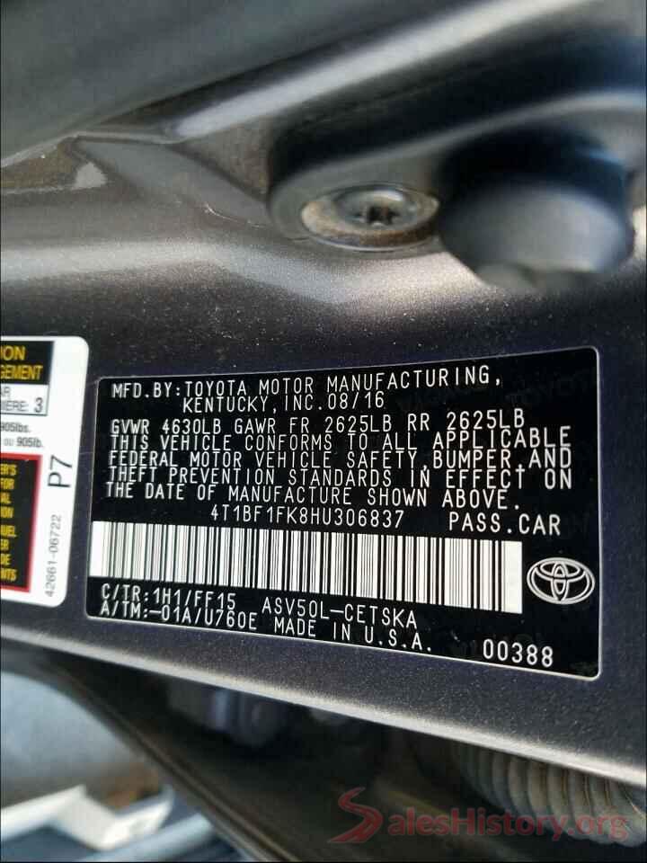 4T1BF1FK8HU306837 2017 TOYOTA CAMRY