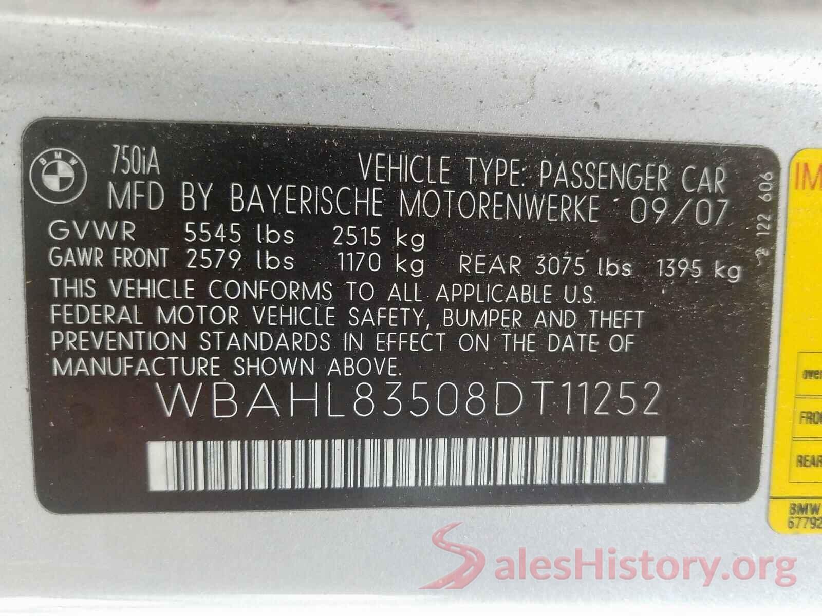 2HGFC2F79HH566538 2008 BMW 7 SERIES