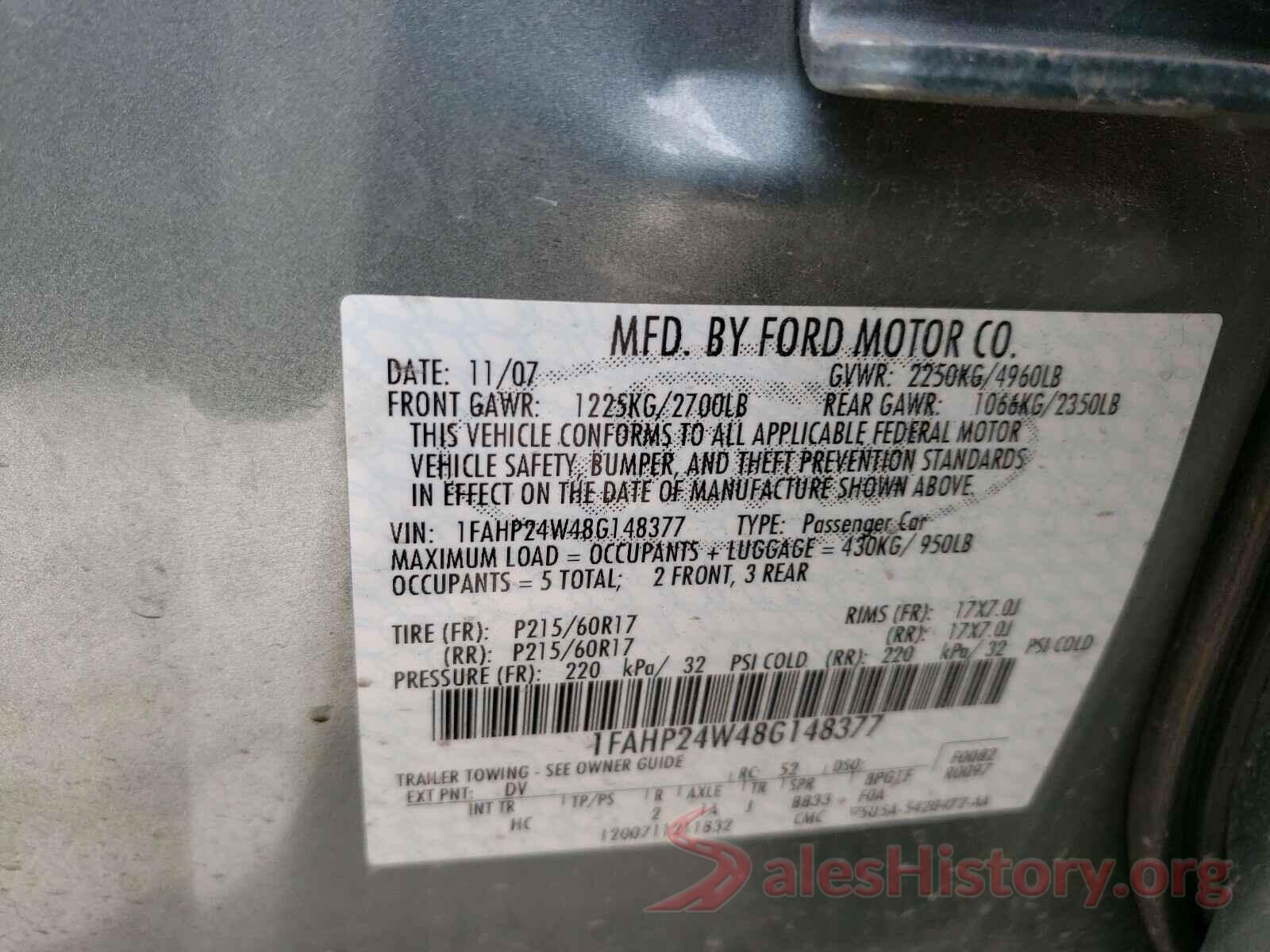 5TFAZ5CN2GX016393 2008 FORD TAURUS