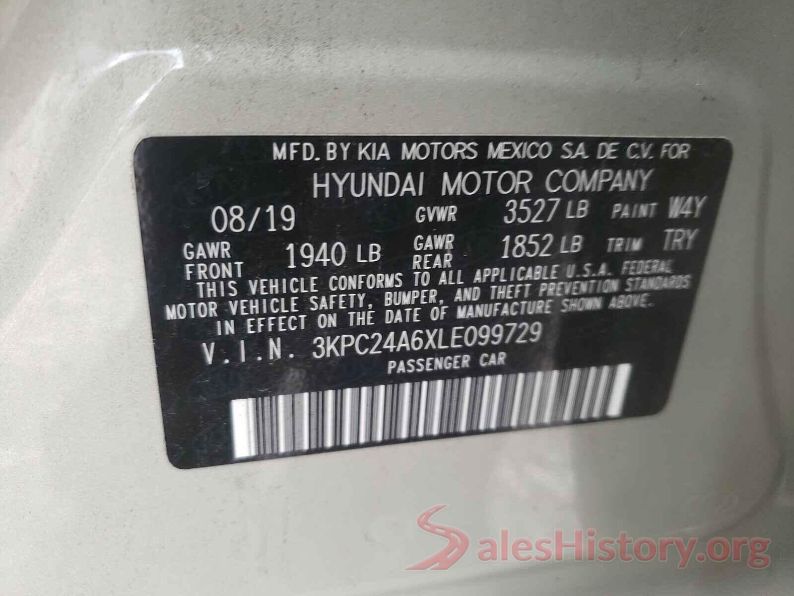 3KPC24A6XLE099729 2020 HYUNDAI ACCENT