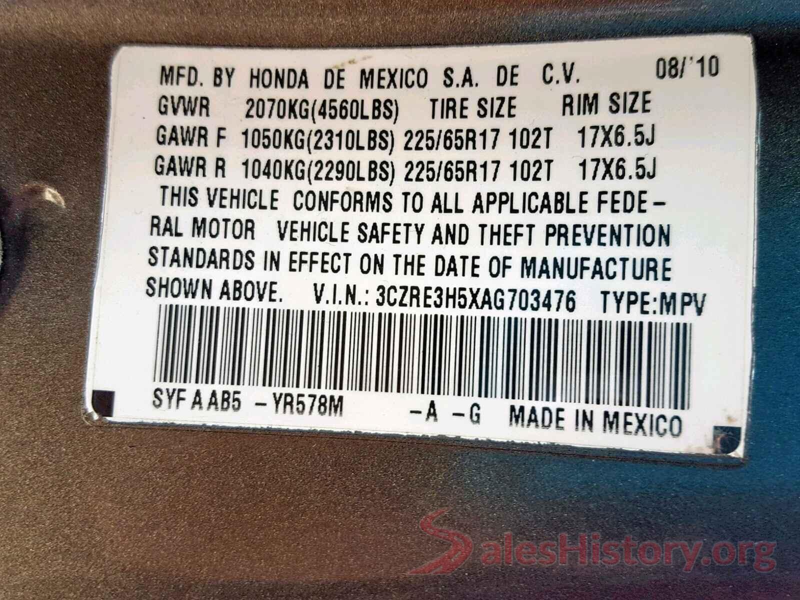 JF2SJALC8HH437230 2010 HONDA CR-V EX