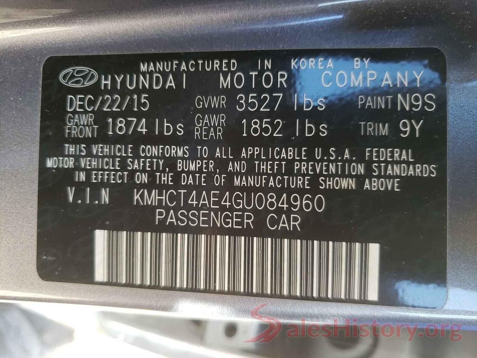 KMHCT4AE4GU084960 2016 HYUNDAI ACCENT